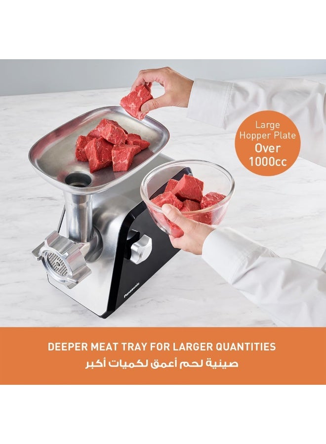2000W Heavy Duty Electric Meat Grinder | 3.4Kg/Min | Die-Cast Aluminium Hopper | 3 Cutting Plates | Sausage & Kubbe Attachments - Image 4